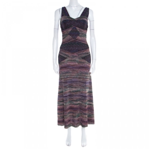 Missoni Multicolor Lurex Knit Sleeveless Maxi Dress M