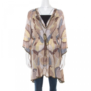 Pre Owned Missoni Mare Multicolor Lurex Knit Tie Detail Kaftan Top M
