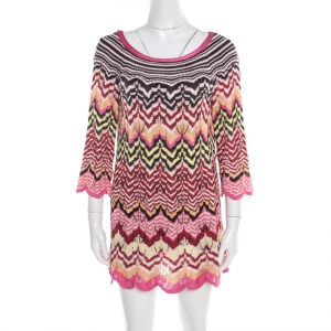 Pre Owned Missoni Multicolor Perforated Patterned Knit Tunic M