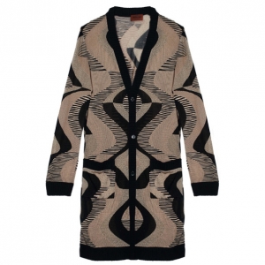 Pre Owned Missoni Wave Print Metallic Knit Cardigan L