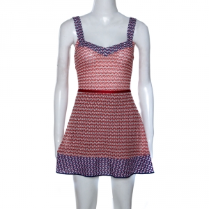 Pre Owned Missoni Mare Orange & Navy Blue Knit Cover Up Mini Dress S 