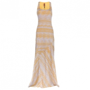Pre Owned Missoni Orange Knit Maxi Dress M
