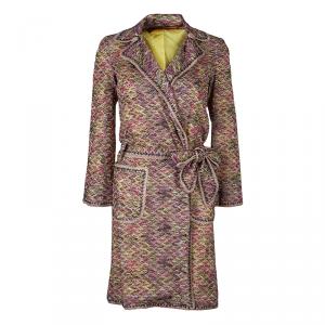 Missoni Multicolor Crochet Patterned Belted Overcoat S