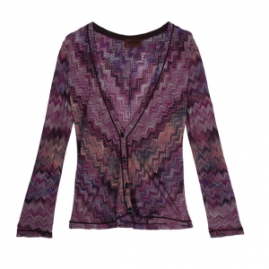 Pre Owned Missoni Pink Zig-Zag Knit Cardigan S