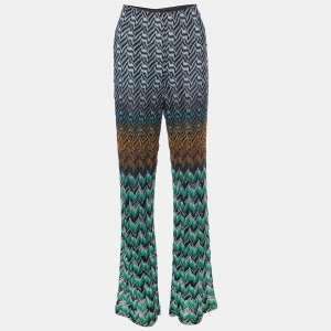 Pre Owned Missoni Multicolor Chevron Lurex Knit Palazzo Pants M
