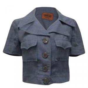Pre Owned Missoni Blue Linen Cropped Jacket M
