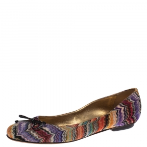 Pre Owned Missoni Multicolor Knit Ballet Flats Size 41