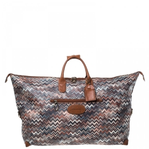 Missoni for Bricks Multicolor Zigzag Printed PVC and Leather Weekender Duffel Bag