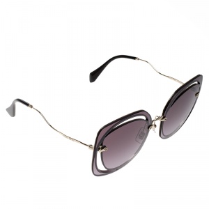 Pre Owned Miu Miu Gold Tone/ Purple SMU54S Cat Eye Sunglasses