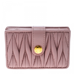 Miu Miu Blush Pink Matelasse Leather Card Holder