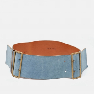 Miu Miu Light Blue Suede Adjustable Buckle Belt 80CM