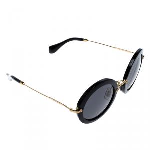Miu Miu Black/Gold SMU13N Round Sunglasses