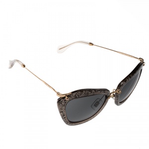 Miu Miu Grey Glitter/Black SMU10N Cat Eye Sunglasses