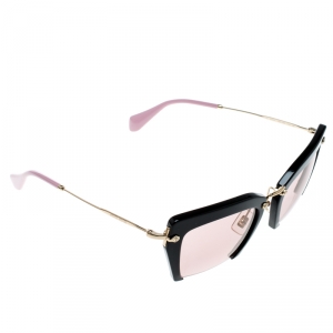 Miu Miu Pink/Black SMU10Q Rasoir Half Rim Sunglasses