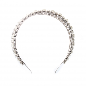 Miu Miu Classic Faux Pearl & Crystal Double Headband
