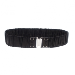 Miu Miu Black Leather Waist Belt 90CM