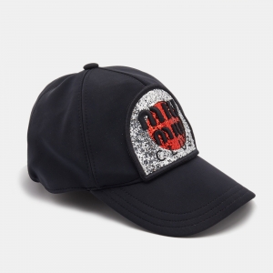 Miu Miu Black Jersey Embellished Detail Baseball Cap