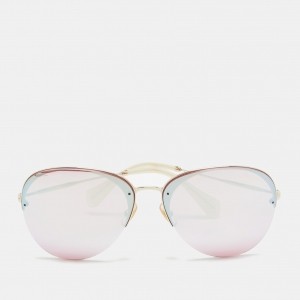 Miu Miu Pink/Gold Mirrored SMU53P Aviator Sunglasses