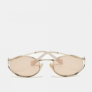 Miu Miu Brown/Gold Tinted SMU 52Y Oval Sunglasses