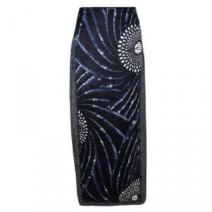 Miu Miu Blue Abstract Printed Silk Textured Maxi Skirt L