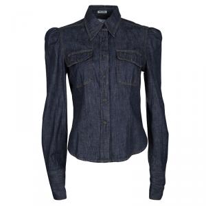 Miu Miu Indigo Dark Wash Denim Button Front Shirt M