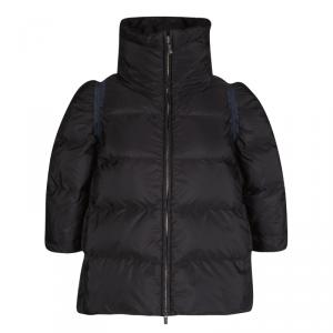 Miu Miu Black Quilted Short Sleeve Zip Front Down Jacket S