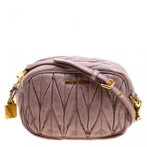 Miu Miu Biege Matelasse Nappa Leather Mini Zipper Shoulder Bag