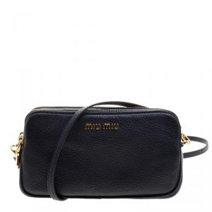 Miu Miu Navy Blue Leather Crossbody Bag
