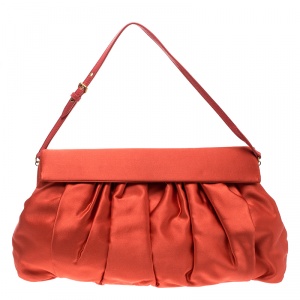 Miu Miu Orange Satin Frame Clutch