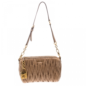 Miu Miu Beige Matelasse Leather Shoulder Bag