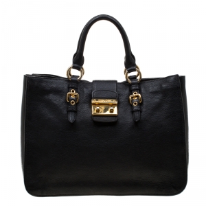 Miu Miu Black Leather Top Handle Bag 
