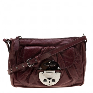 Miu Miu Burgundy Leather Crossbody Bag