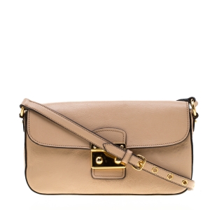 Miu Miu Beige Leather Flap Crossbody Bag