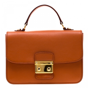 Miu Miu Orange Leather Madras Crossbody Bag