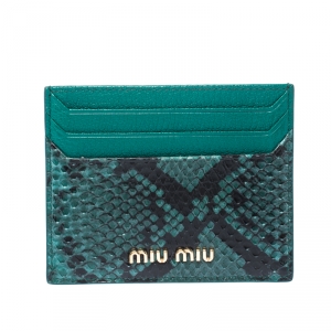Miu Miu Green/Holder Python and Leather Card Holder