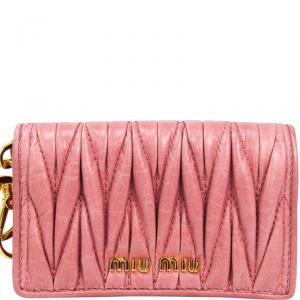 Miu Miu Pink Matelasse Leather Card Case