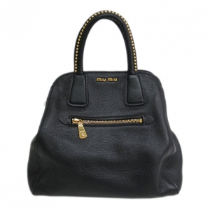 Miu Miu Black Leather Boston Bag