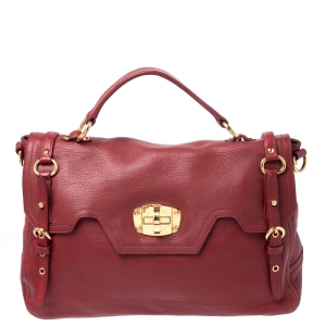Miu Miu Red Leather East/West Top Handle Shoulder Bag 