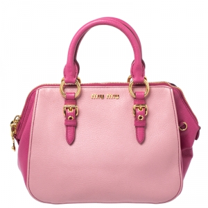 Miu Miu Pink/Magenta Leather Zip Satchel
