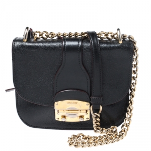 Miu Miu Black Leather Chain Shoulder Bag