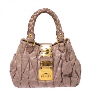 Miu Miu Pink Matelasse Leather Satchel