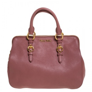 Miu Miu Old Rose Pink Madras Leather Doctor Bag