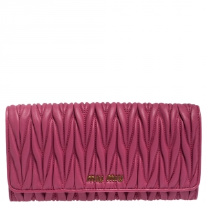 Miu Miu Fuschia Matelasse Leather Continental Wallet