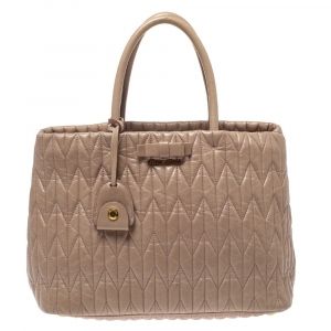   Miu Miu Beige Metalasse Leather Covertible Tote