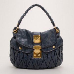 Pre Owned Miu Miu Blue Leather Coffer Bag  