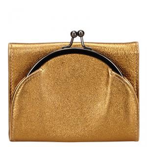 Miu Miu Gold Metallic Leather Coin Purse Wallet