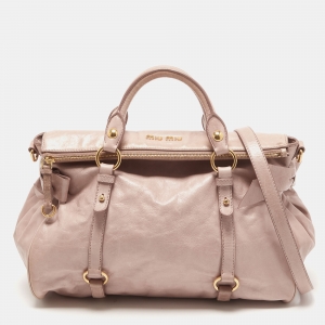Miu Miu Pink Leather Bow Top Handle Bag