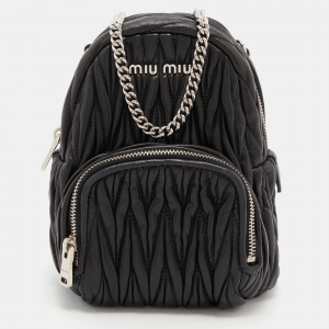 مملوكة مسبقًا Miu Miu Black Matelassé Leather Chain Crossbody Bag