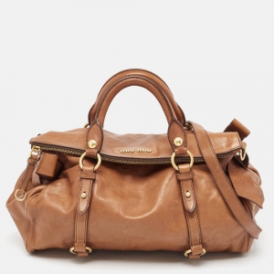 Pre Owned Miu Miu Brown Leather Side Bow Bag