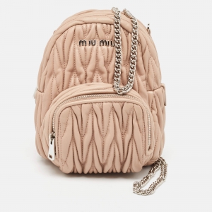 Miu Miu Old Rose Matelassé Leather Mini Backpack